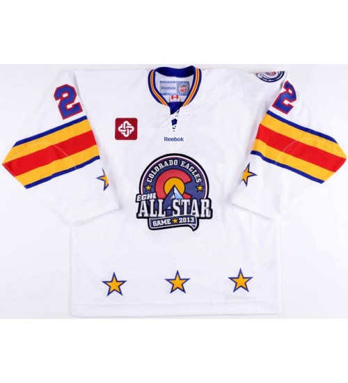 Custom ECHL Colorado Eagles 2013 Mike Marcou All Star Hockey Jersey White